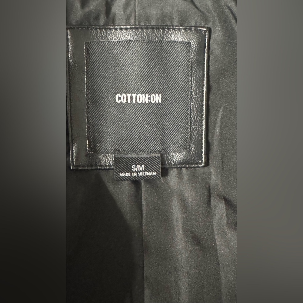 Cotton On Faux Leather Moto Biker Jacket Black Size S/M - Picture 10 of 13
